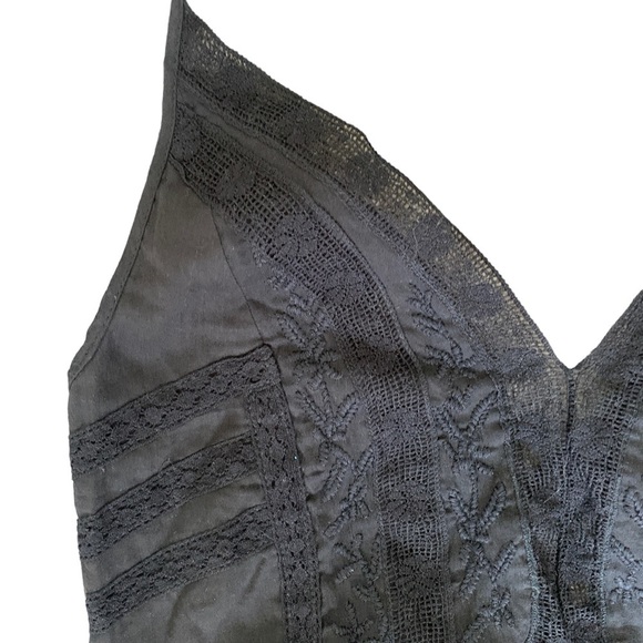 LOVE Sam Black Halter 100% Cotton Lace Boho Maxi Dress Women's Size Medium - Picture 5 of 14